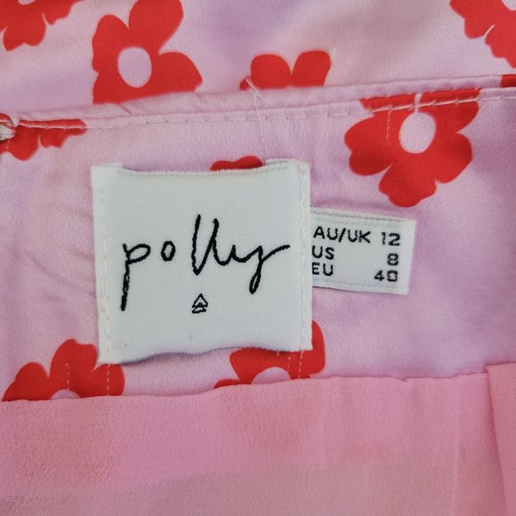 Oh Polly pink satin flower mini skirt - Picture 9 of 10